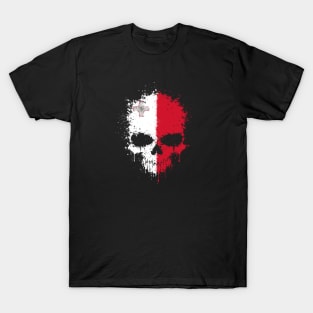 Chaotic Maltese Flag Splatter Skull T-Shirt